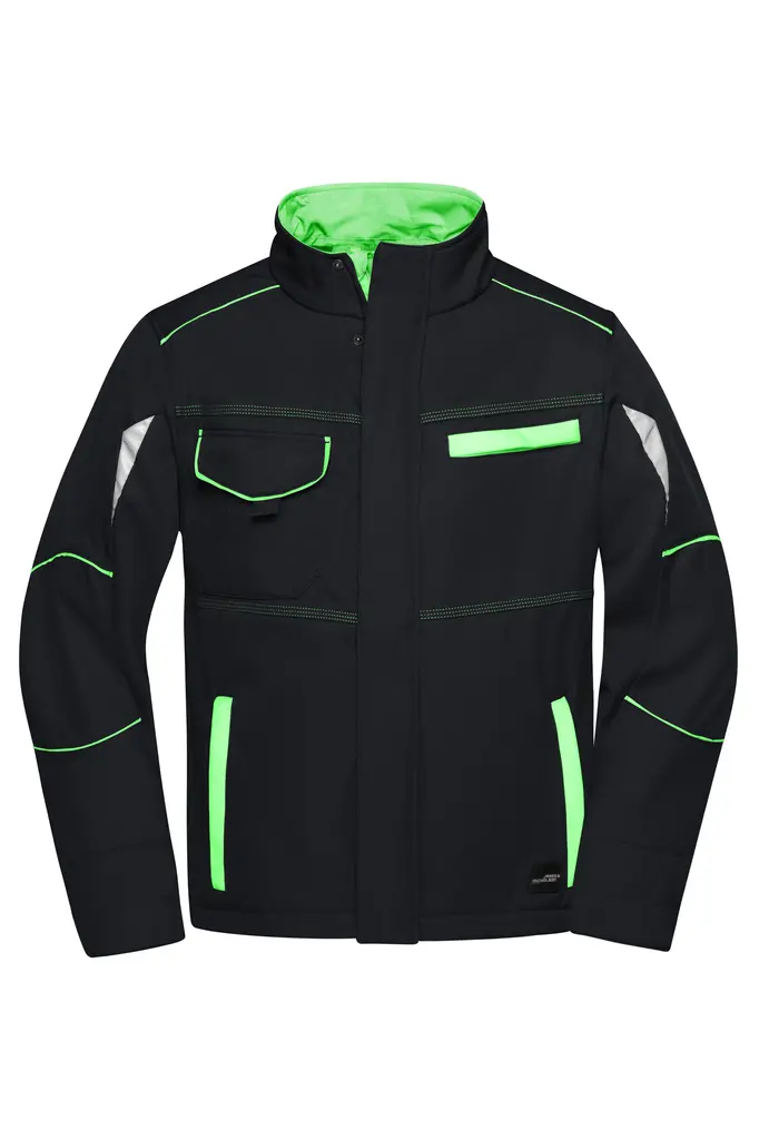 Radna softshell jakna JN851 black/lime-green XS-0