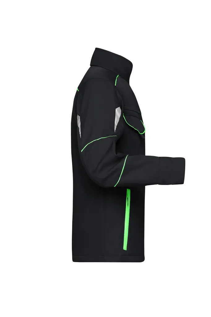 Radna softshell jakna JN851 black/lime-green XS-2