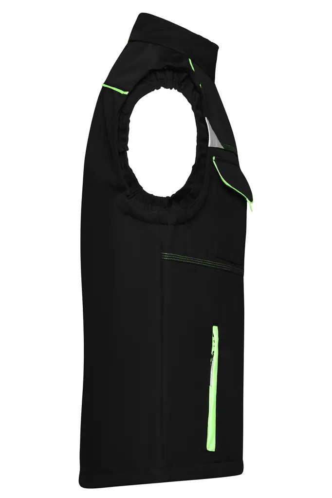 Radni softshell prsluk JN852 black/lime-green XS-2