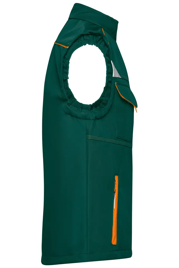 Radni softshell prsluk JN852 dark-green/orange XS-2