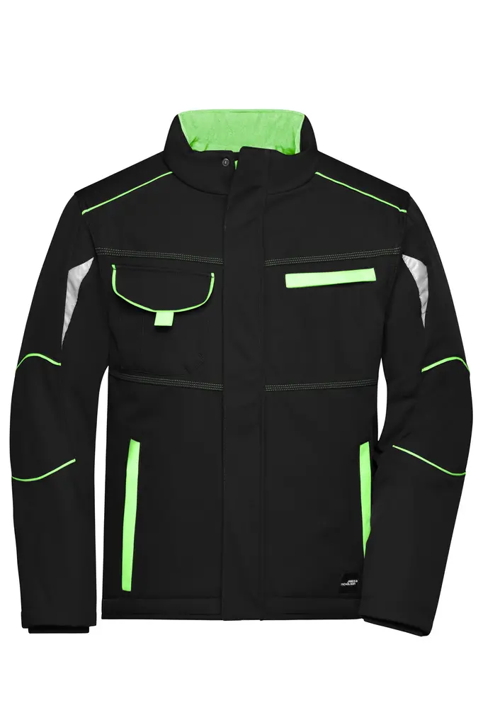 Radna softshell jakna JN853 black/lime-green XS-0