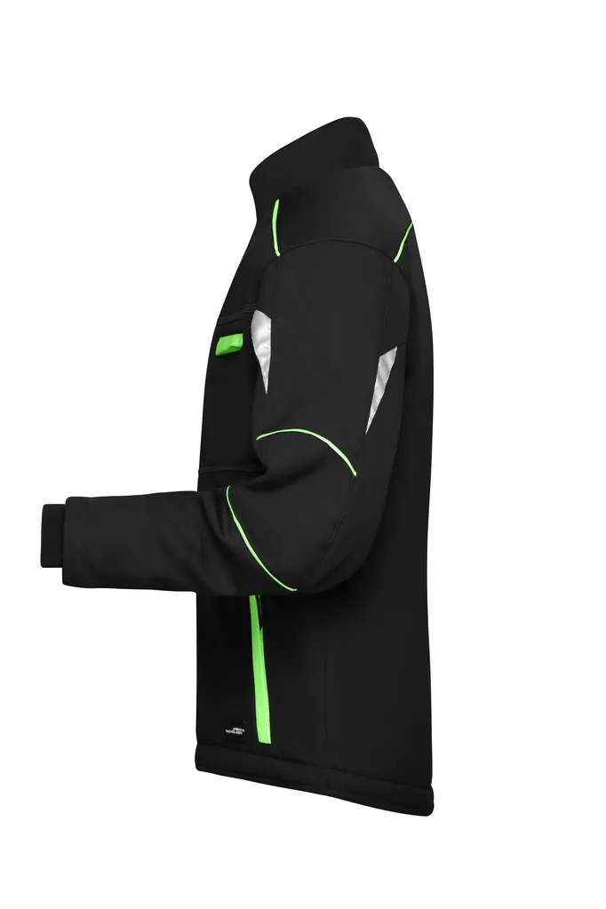 Radna softshell jakna JN853 black/lime-green XS-1