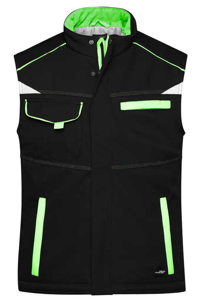 Radni softshell prsluk JN854 black/lime-green XS-0