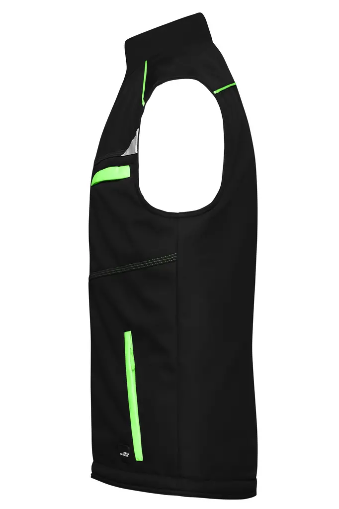 Radni softshell prsluk JN854 black/lime-green XS-1