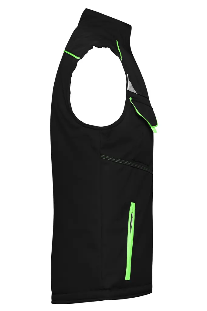 Radni softshell prsluk JN854 black/lime-green XS-2