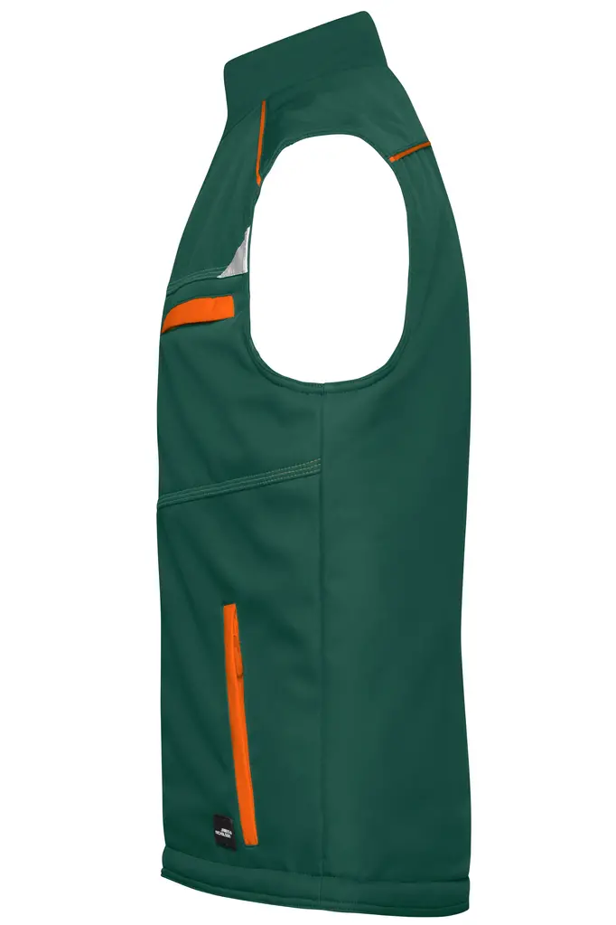 Radni softshell prsluk JN854 dark-green/orange XS-1