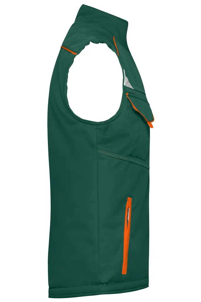 Radni softshell prsluk JN854 dark-green/orange XS-2