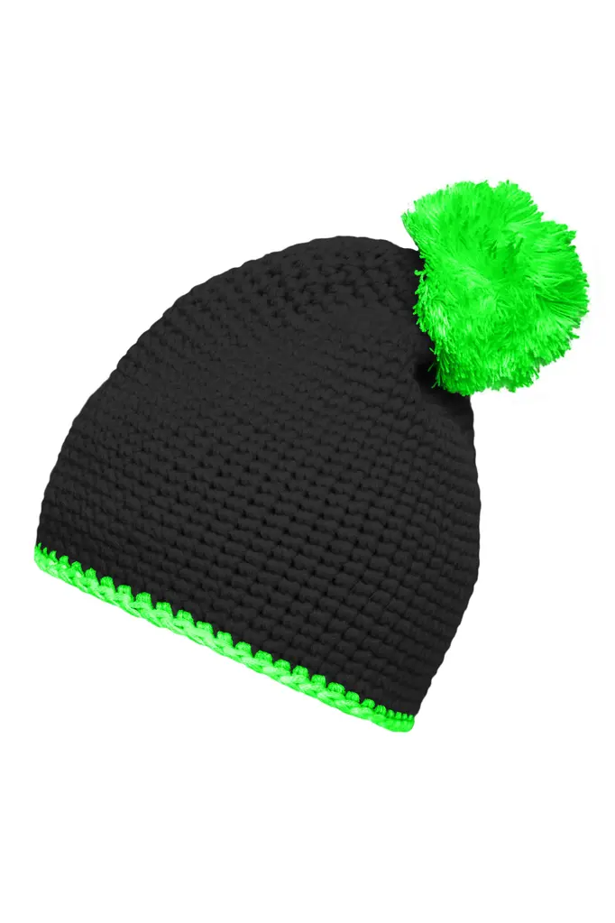 Pletena kapa MB7964 black/neon-green one size-1